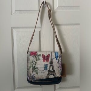 NWT Paris Eiffel Tower Print Crossbody Bag